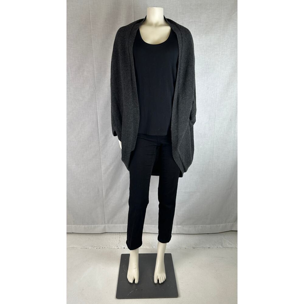 Subtle Luxury Gray Washable Cashmere Cocoon Cardigan Sweater O/S - Picture 2 of 6